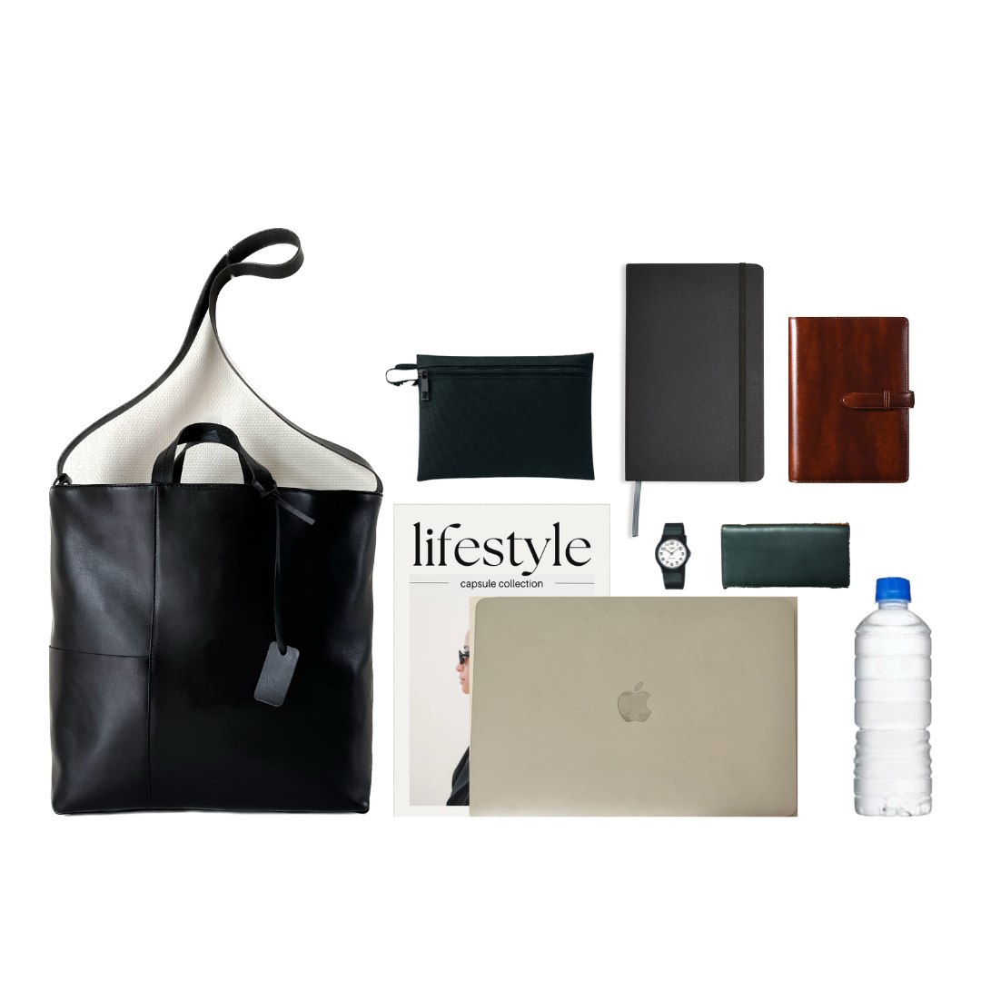 トートバッグ2Way  A4対応 ラムレザー 大きめサイズ・ビジネスバッグ   | 本革・レザー（メンズ・レディース）　ブラック