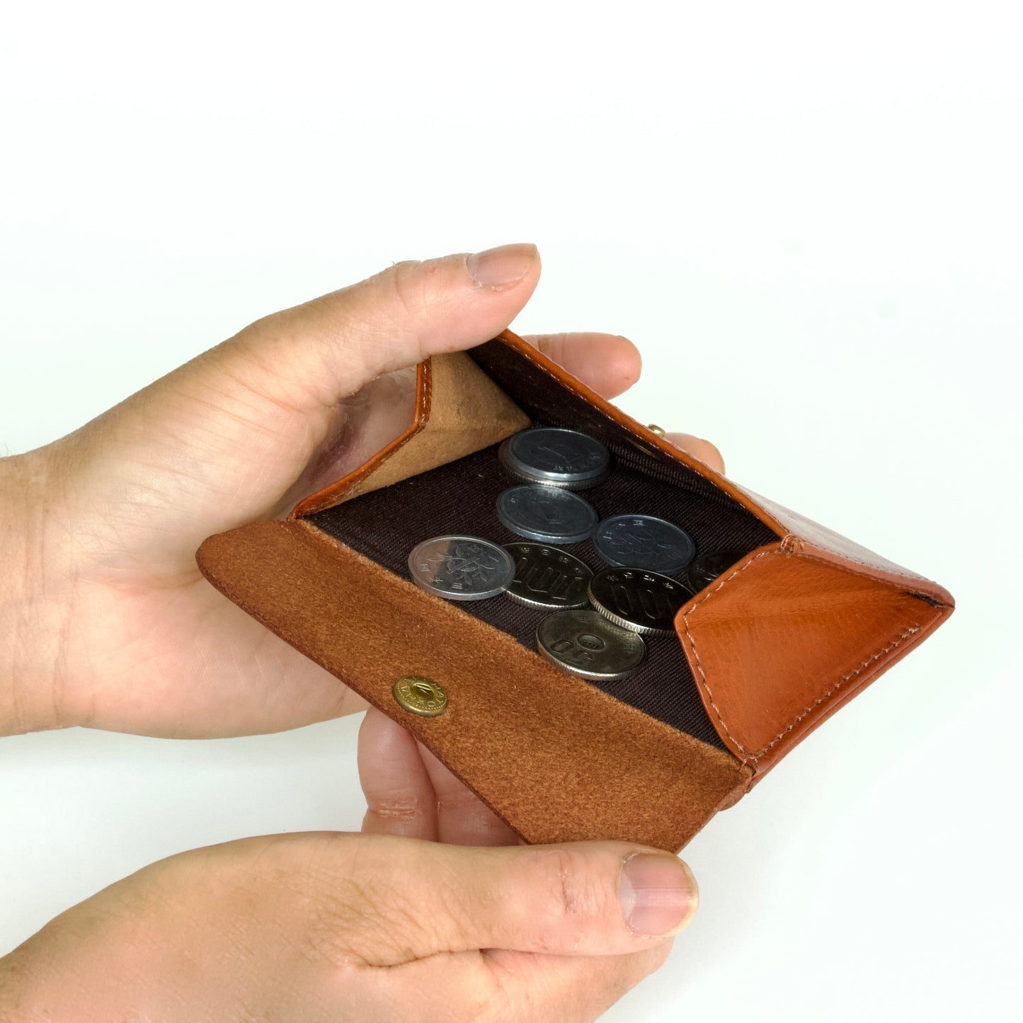 薄い小さい財布/フラグメントケース お札 二つ折り | Italy本革・レザー（メンズ・レディース）【letamiW】ダークブラウン