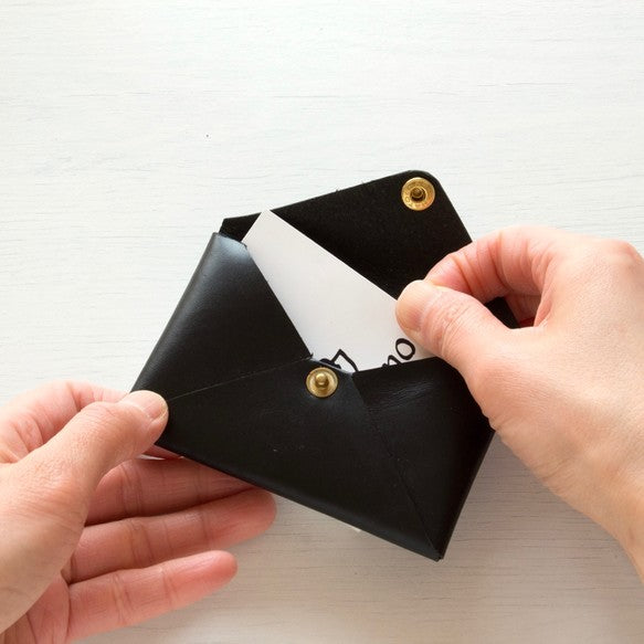 カードケース/名刺入れ  レター型 1枚革仕立て | Italy本革・レザー（メンズ・レディース） ブラック（墨色）【letaca】