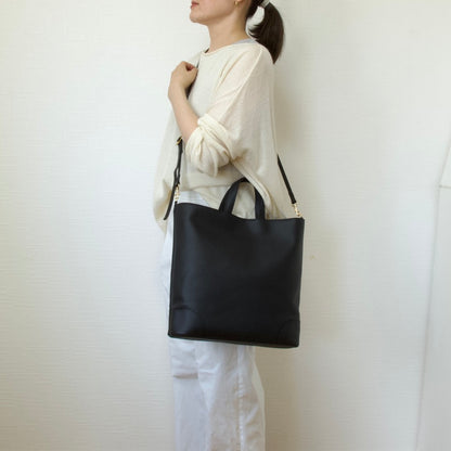 トートバッグ2Way 軽量 A4対応 ・ビジネスバッグ / 防水・GORE-TEX仕様（レディース・メンズ） | 本革・レザーブラック