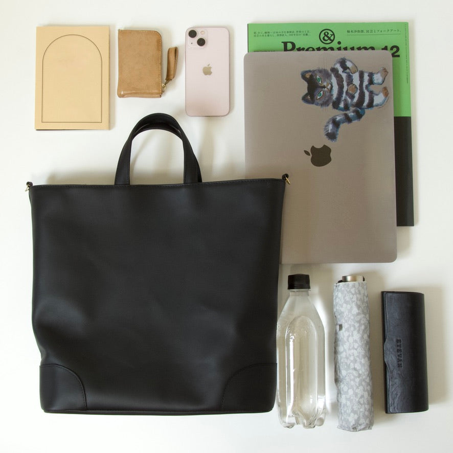 トートバッグ2Way 軽量 A4対応 ・ビジネスバッグ / 防水・GORE-TEX仕様（レディース・メンズ） | 本革・レザーブラック