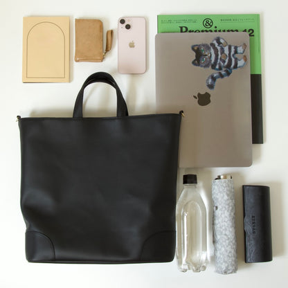 トートバッグ2Way 軽量 A4対応 ・ビジネスバッグ / 防水・GORE-TEX仕様（レディース・メンズ） | 本革・レザーブラック