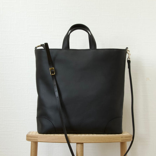 トートバッグ2Way 軽量 A4対応 ・ビジネスバッグ / 防水・GORE-TEX仕様（レディース・メンズ） | 本革・レザーブラック