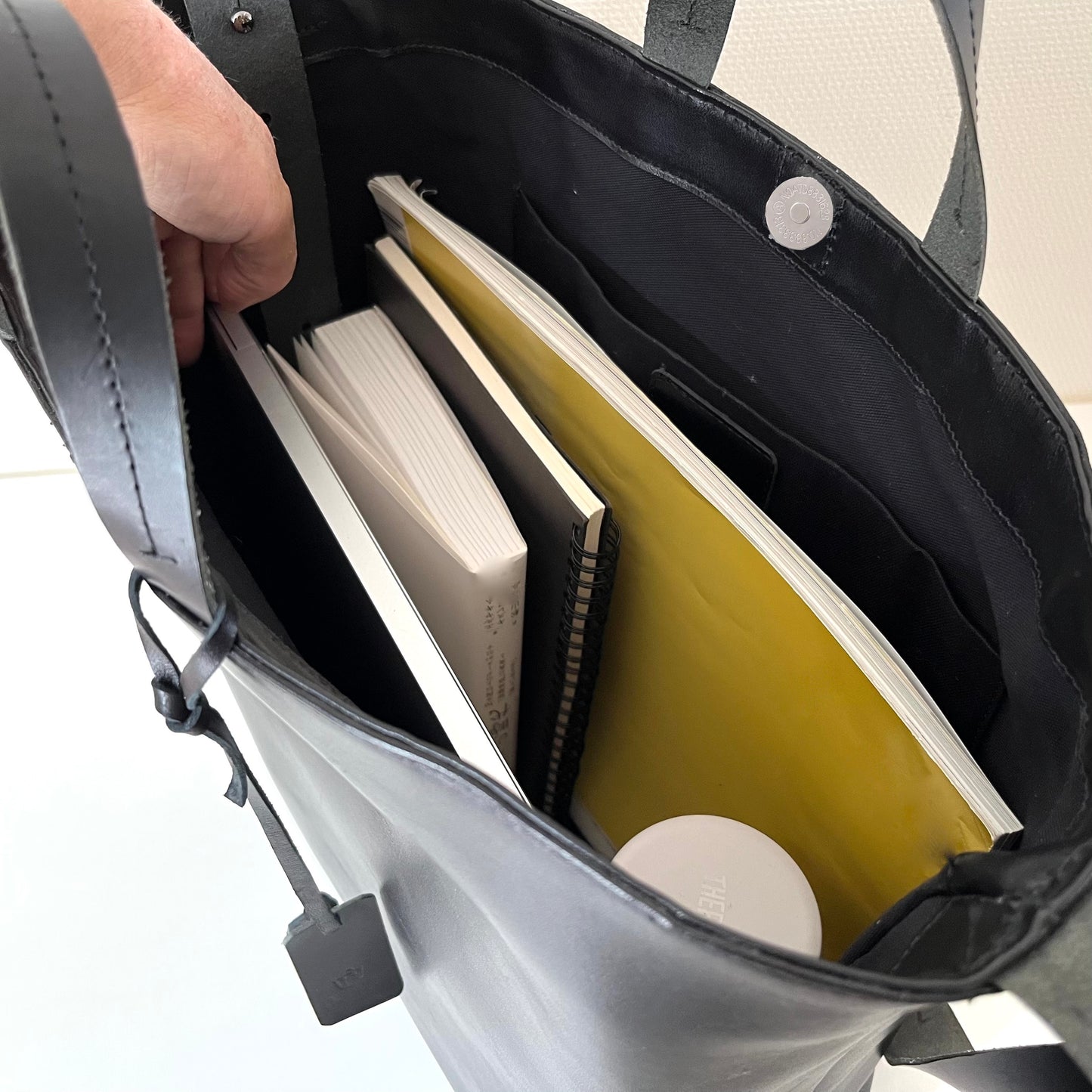 トートバッグ2Way  A4対応 ラムレザー 大きめサイズ・ビジネスバッグ   | 本革・レザー（メンズ・レディース）　ブラック