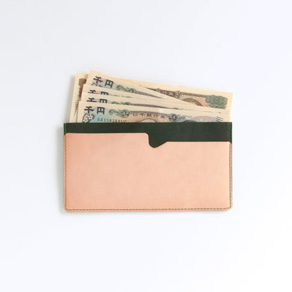 お札入れ・お札ケース | Italy 本革・レザー　ダークグリーン×ヌメナチュラル