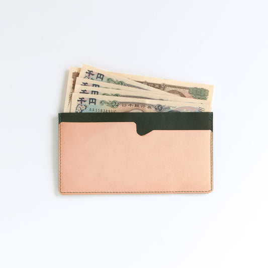 お札入れ・お札ケース | Italy 本革・レザー　ダークグリーン×ヌメナチュラル