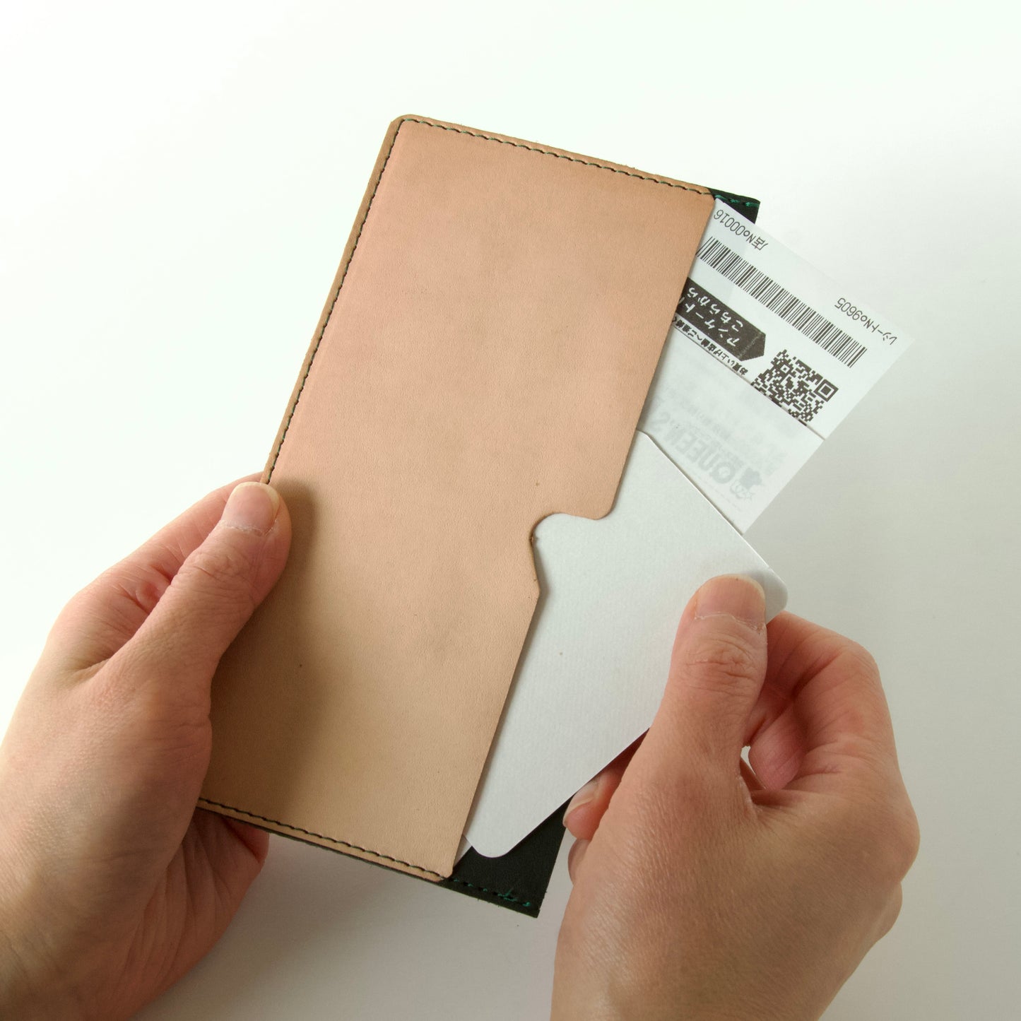 お札入れ・お札ケース | Italy 本革・レザー　ダークグリーン×ヌメナチュラル