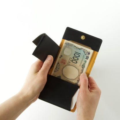 小さいカードサイズのコンパクトな三つ折り財布（お札折らない） | Italy 本革・レザー（メンズ・レディース）【ca-miW】ナチュラル