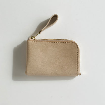 小さい薄い財布  カードサイズ  L字ファスナー （メンズ・レディース） | Italy本革・レザー 　墨色ブラック　【365日×3の財布】