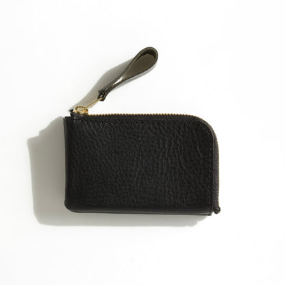 小さい薄い財布  カードサイズ  L字ファスナー （メンズ・レディース） | Italy本革・レザー 　墨色ブラック　【365日×3の財布】