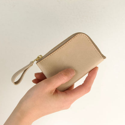 小さい薄い財布  カードサイズ  L字ファスナー （メンズ・レディース） | Italy本革・レザー 　墨色ブラック　【365日×3の財布】