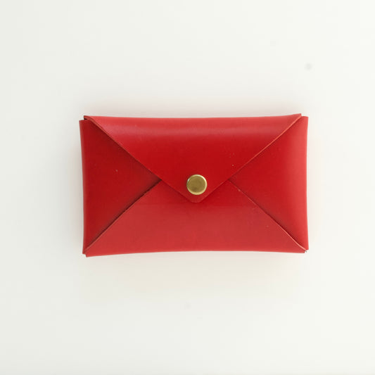 カードケース/名刺入れ  レター型 1枚革仕立て | Italy本革・レザー（メンズ・レディース） レッド（紅色）【letaca】