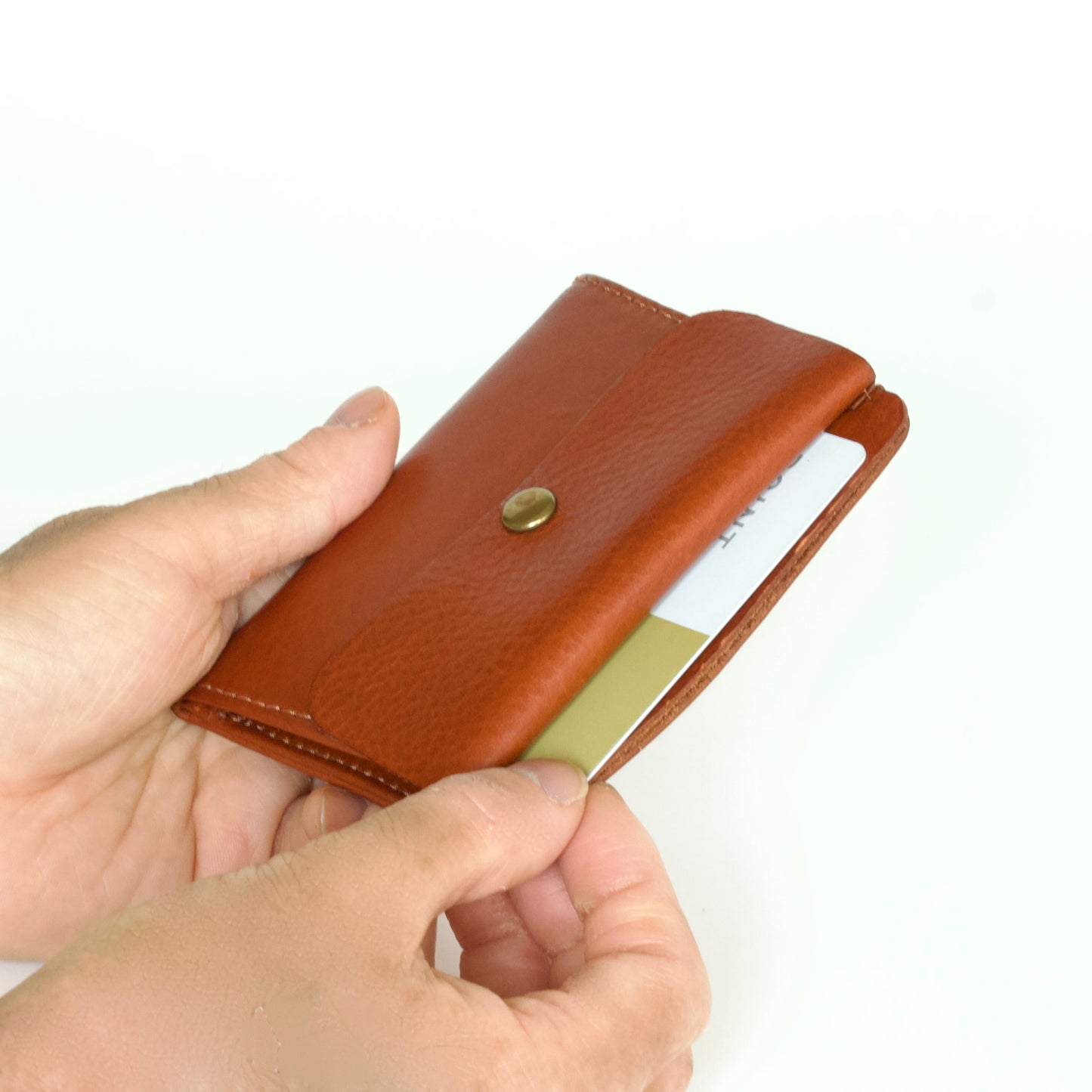 薄い小さい財布/フラグメントケース お札 二つ折り | Italy本革・レザー（メンズ・レディース）【letamiW】ダークブラウン