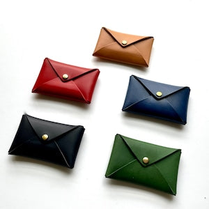 カードケース/名刺入れ  レター型 1枚革仕立て | Italy本革・レザー（メンズ・レディース） ブラック（墨色）【letaca】