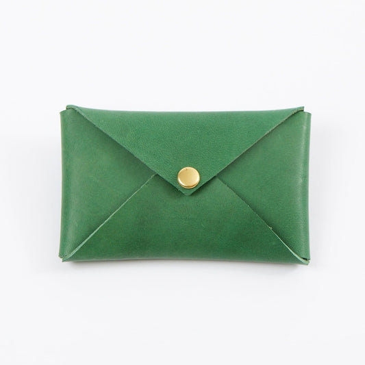 カードケース/名刺入れ  レター型 1枚革仕立て | Italy本革・レザー（メンズ・レディース） グリーン【letaca】