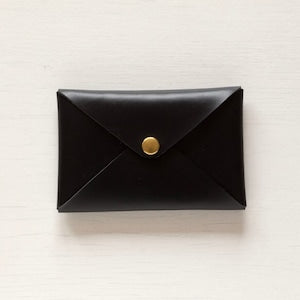 カードケース/名刺入れ  レター型 1枚革仕立て | Italy本革・レザー（メンズ・レディース） ブラック（墨色）【letaca】