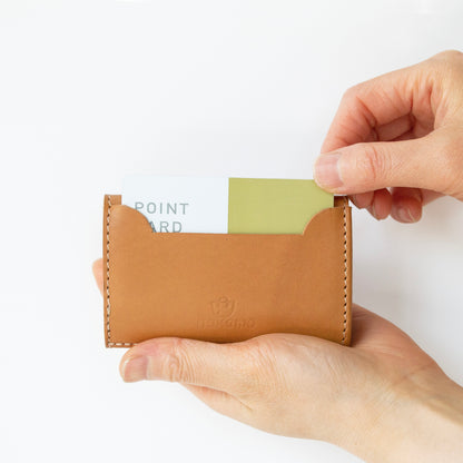 小さいカードサイズのコンパクトな三つ折り財布（お札折らない） | Italy 本革・レザー（メンズ・レディース）【ca-miW】ナチュラル